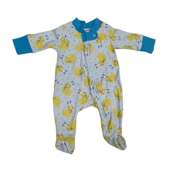 NWOT Magnolia Baby Preemie Blue Bunny Ears Zipper Footie - Picture 1 of 5